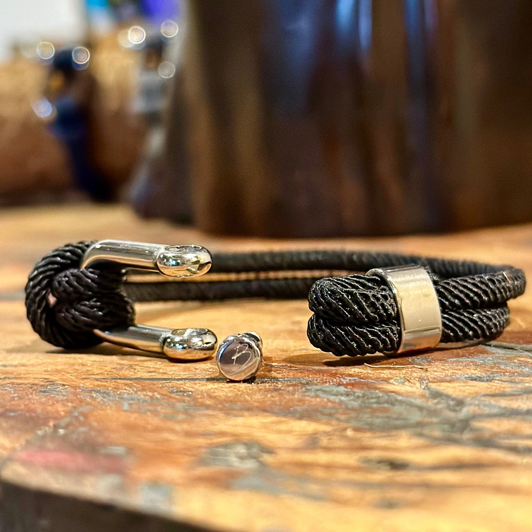 Mathieu Blanchard Bracelets Bracelet Le Nautique en corde noir et acier