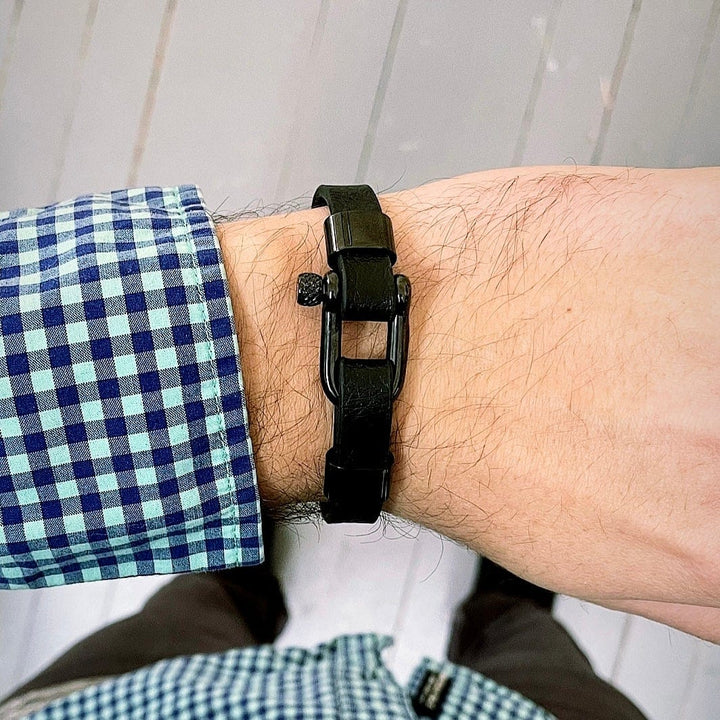 Mathieu Blanchard Bracelets Bracelet Le Nautique en cuir et acier