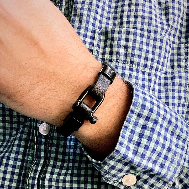 Mathieu Blanchard Bracelets Bracelet Le Nautique en cuir et acier