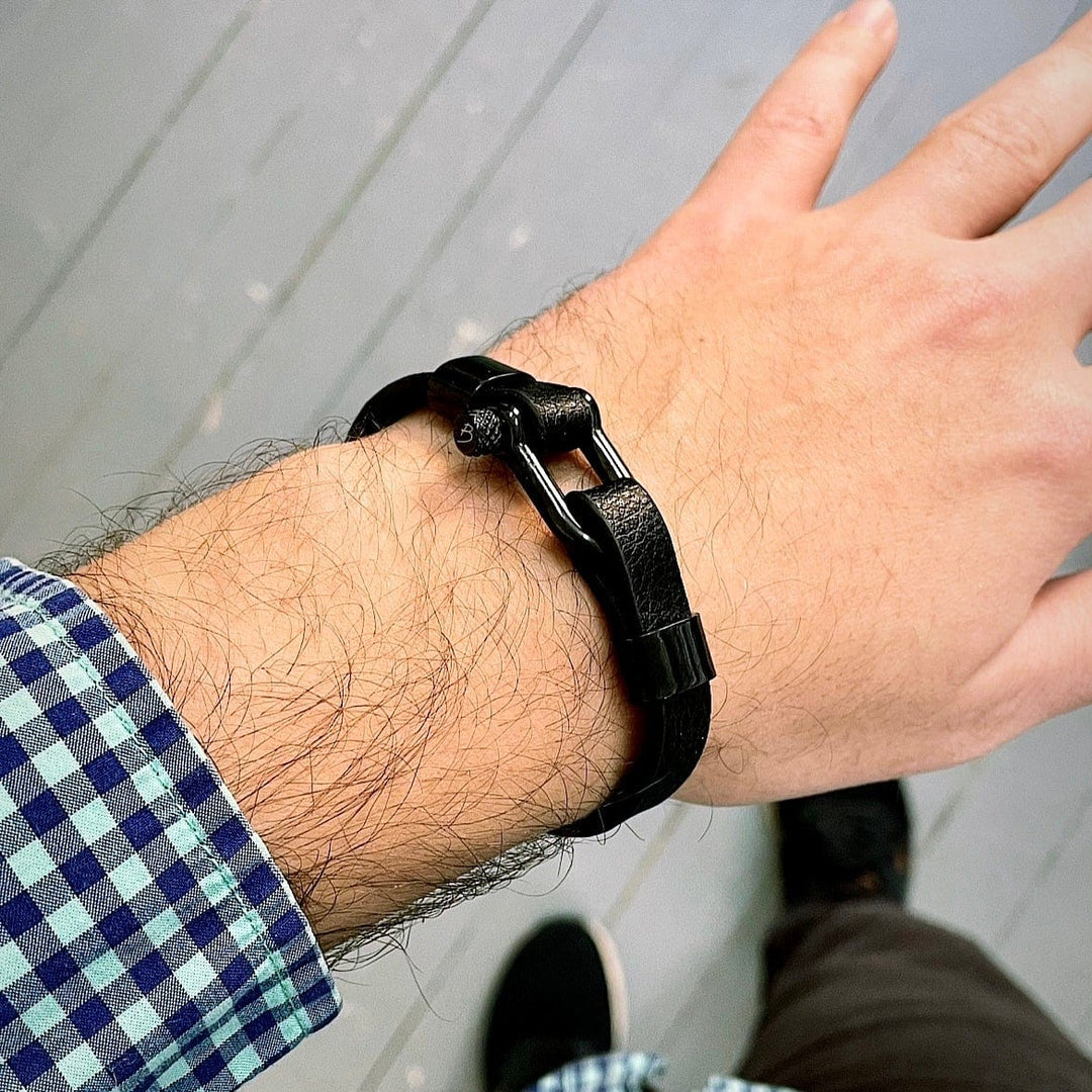 Mathieu Blanchard Bracelets Bracelet Le Nautique en cuir et acier