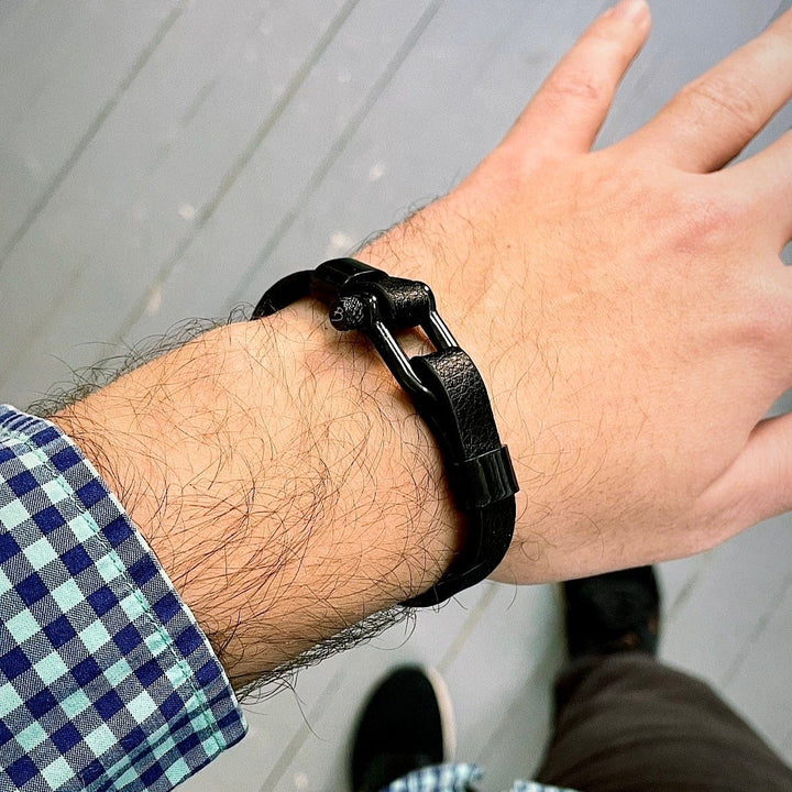 Mathieu Blanchard Bracelets Bracelet Le Nautique en cuir et acier