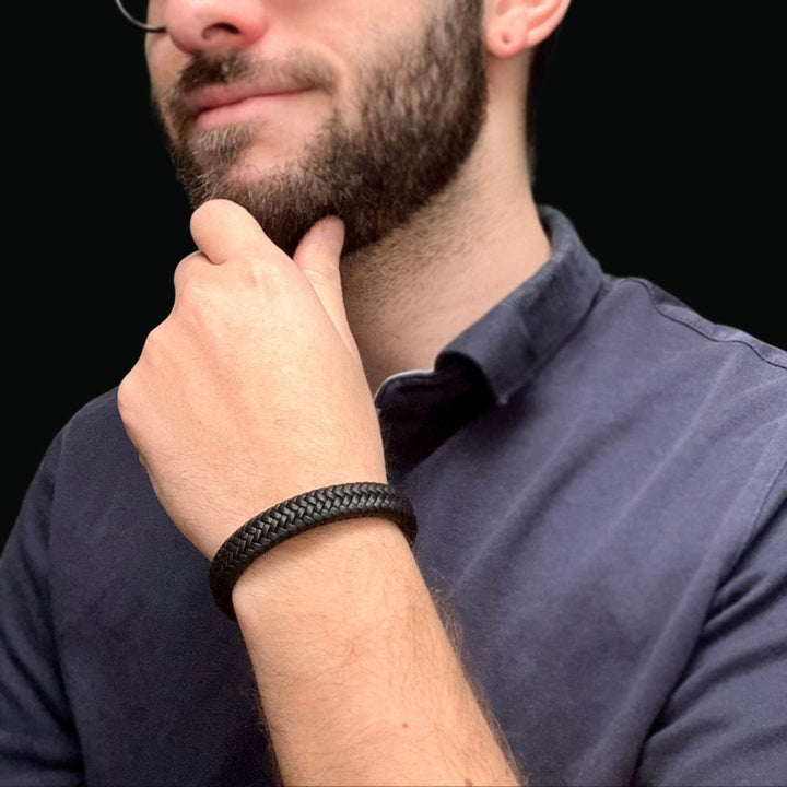 Mathieu Blanchard Bracelets Bracelet Le Tressé en cuir et acier