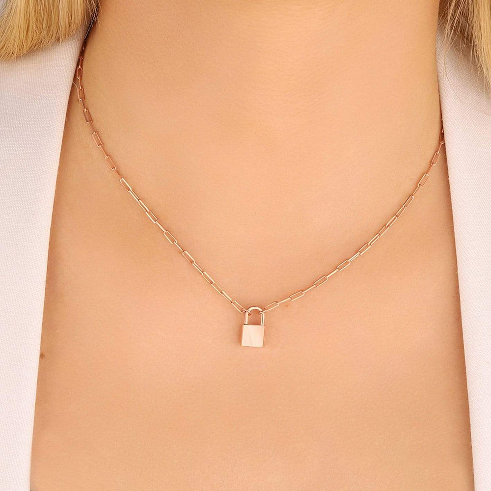 Mathieu Blanchard Chaîne Collier Cadenas mailles rectangles en argent sterling