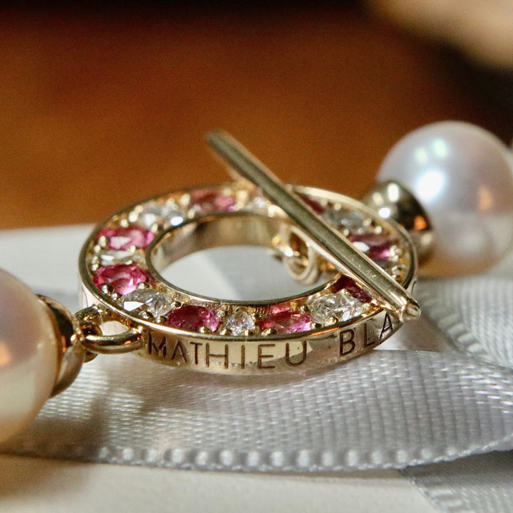 Mathieu Blanchard Colliers Or 14K / 18 pouces Collier perles d'eau douce en or 14K serti de tourmalines et diamants