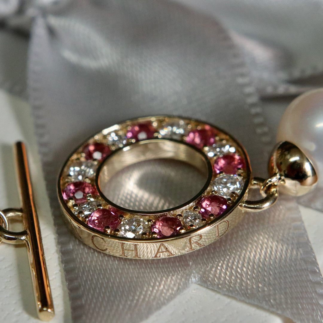 Mathieu Blanchard Colliers Or 14K / 7 pouces Bracelet perles d'eau douce en or jaune 14K serti de tourmalines et diamants