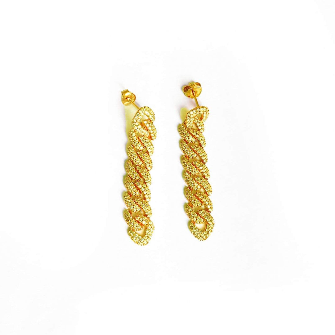 Mathieu Blanchard Doré Boucles d'oreilles Chaînes Cuban Scintillantes en argent sterling