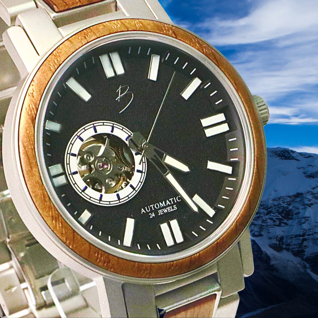 Mathieu Blanchard Montres Chêne provenant de baril de whisky Montre Copernic en bois de baril de whisky recyclé