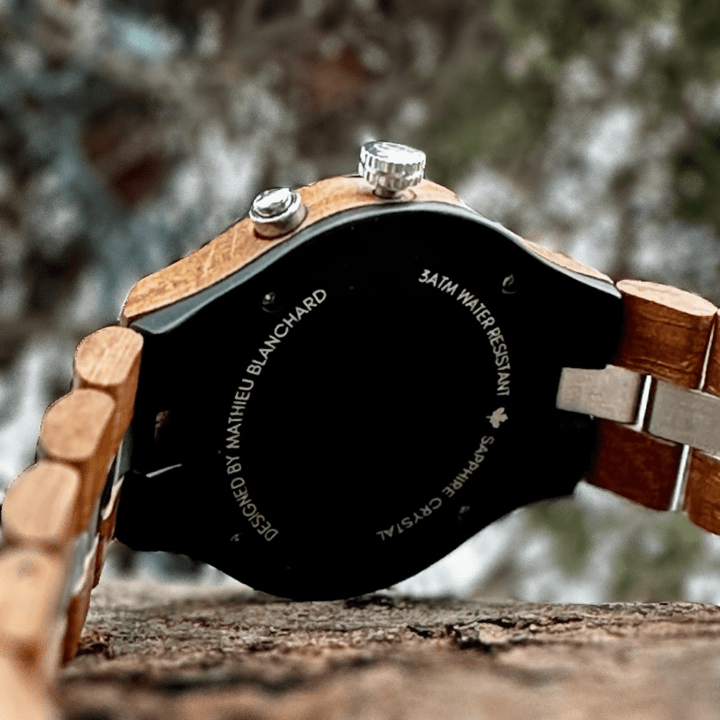 Mathieu Blanchard Montres Chêne provenant de baril de whisky Montre Le Roy en bois de baril whisky recyclé
