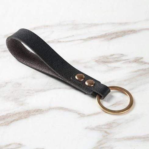 Mathieu Blanchard Noir Porte-clef en cuir Minimaliste
