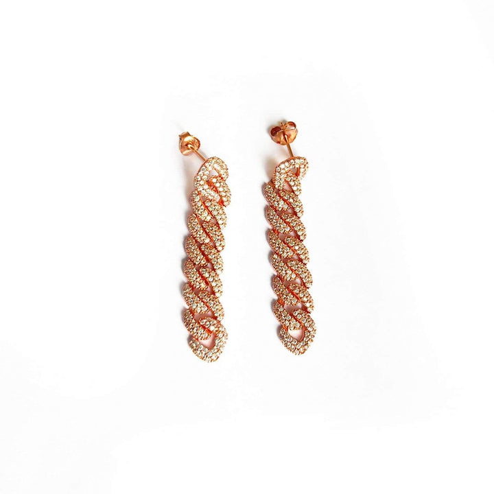 Mathieu Blanchard Rosé Boucles d'oreilles Chaînes Cuban Scintillantes en argent sterling