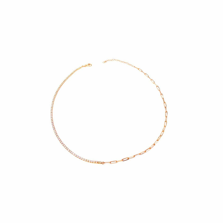 Mathieu Blanchard Rosé Collier Chaîne et Tennis CZ en argent sterling