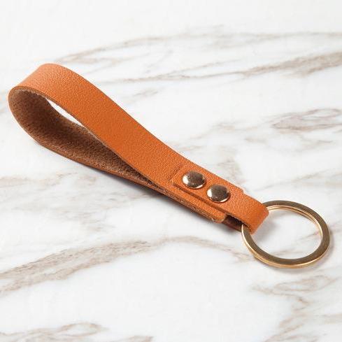 Mathieu Blanchard Tan Porte-clef en cuir Minimaliste