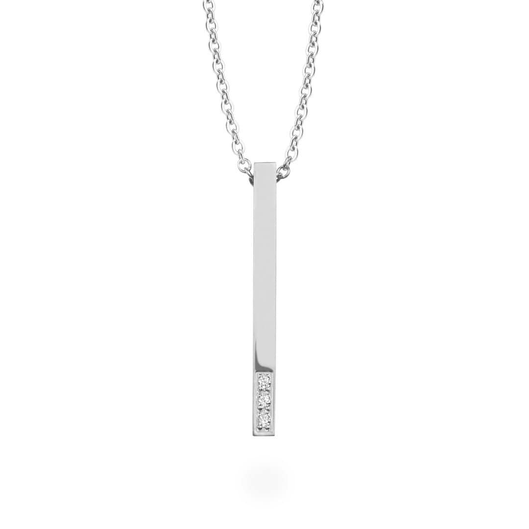 Mia Bijoux Pendants Argent Collier Barre Pur et CZ en acier