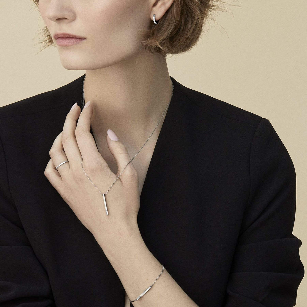 Mia Bijoux Pendants Collier Barre Pur et CZ en acier