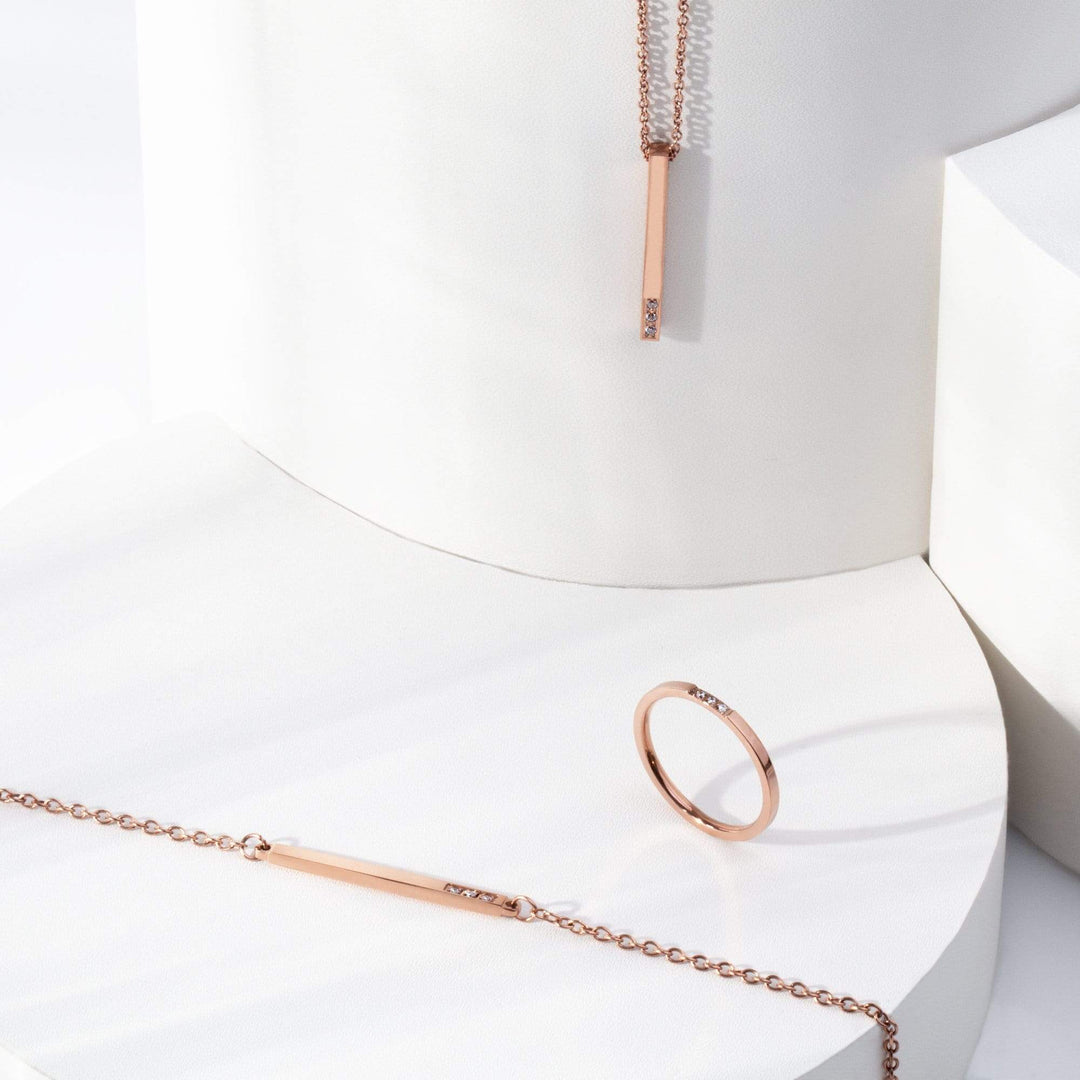 Mia Bijoux Pendants Collier Barre Pur et CZ en acier