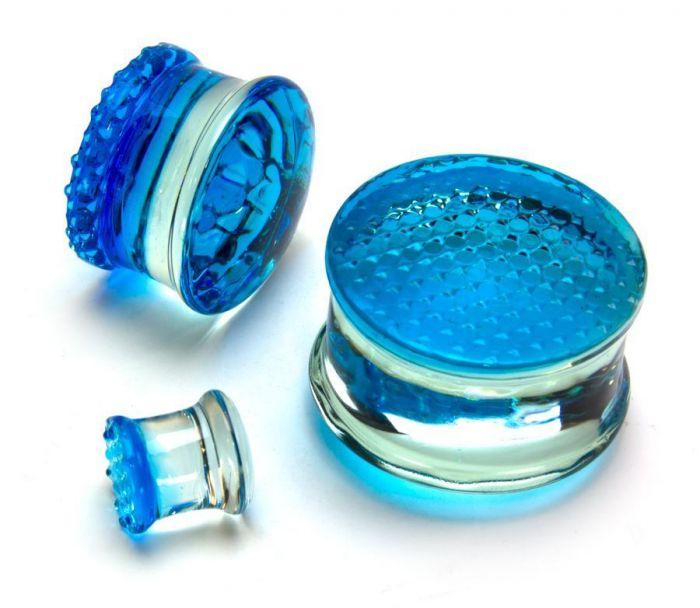- Plugs Honey Comb en verre bleu