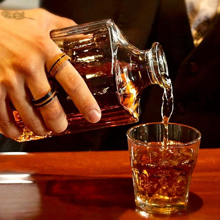Roadtripmadewood Bagues Bague en tungstène et bois de whisky