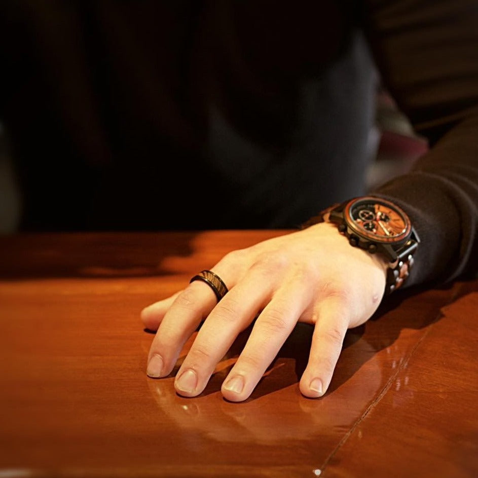 Roadtripmadewood Bagues Bague en tungstène et bois de whisky