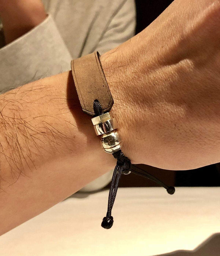 Romeo J. Bracelet de cuir véritable et argent