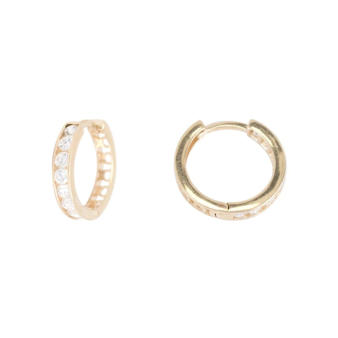 - Rosé / 15 mm Boucles d'oreilles huggies 10mm, 13mm, 15mm ou 17mm et cz sur or jaune, blanc ou rose 10K
