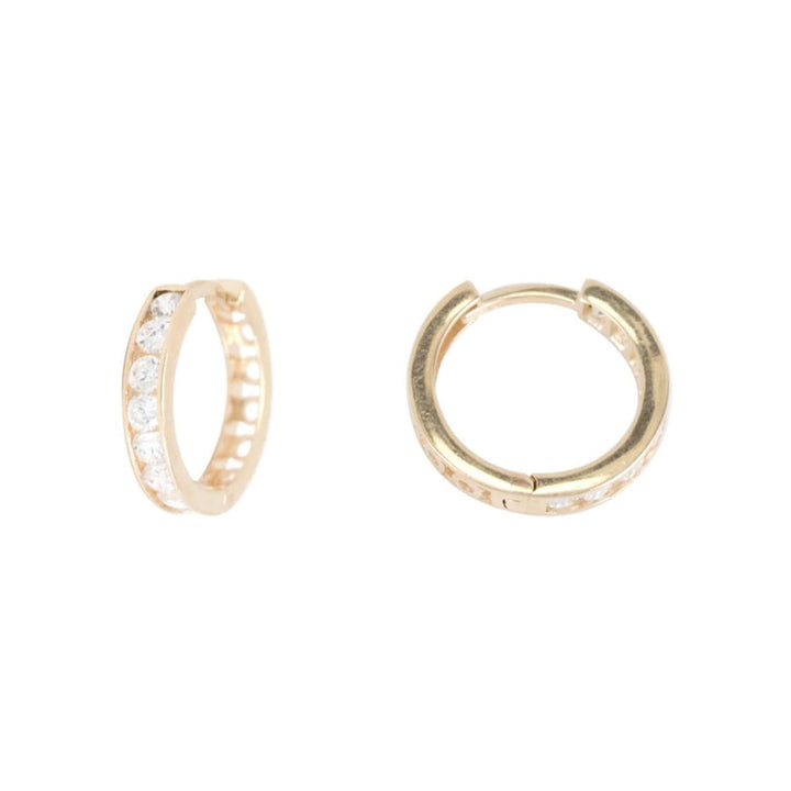 - Rosé / 15 mm Boucles d'oreilles huggies 10mm, 13mm, 15mm ou 17mm et cz sur or jaune, blanc ou rose 10K