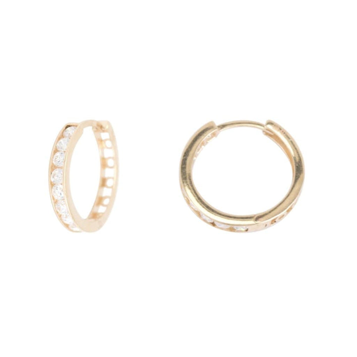 - Rosé / 17 mm Boucles d'oreilles huggies 10mm, 13mm, 15mm ou 17mm et cz sur or jaune, blanc ou rose 10K