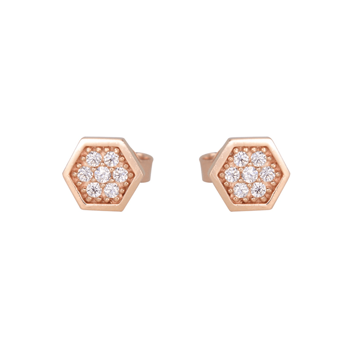 - Rosé Boucles d'oreilles Rayon de miel cz sur or jaune, blanc ou rose 10K