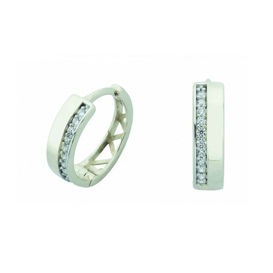 RPM Argent Boucles d'oreilles huggies 13mm et cz en or jaune ou blanc 10k