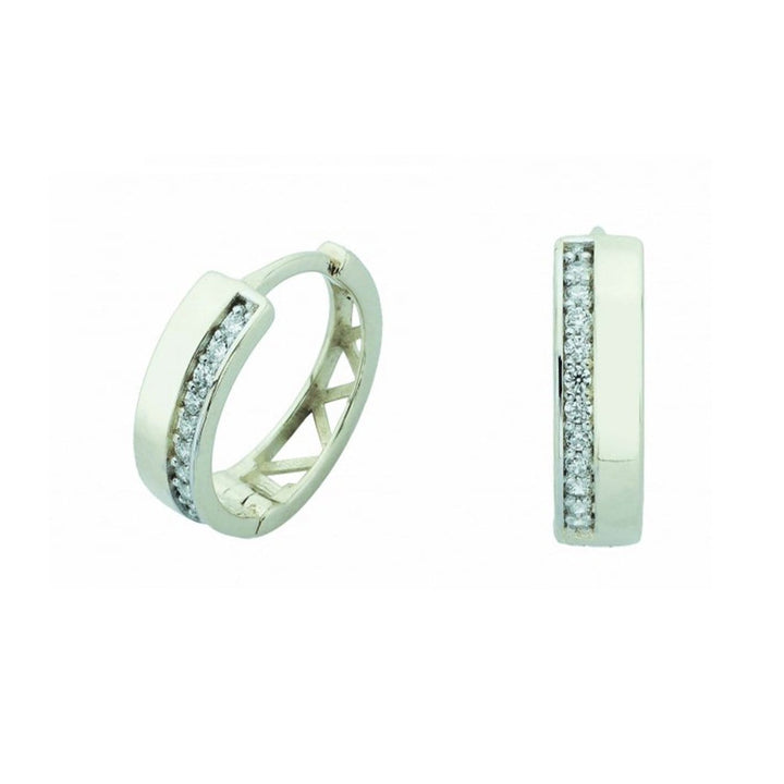 RPM Argent Boucles d'oreilles huggies 13mm et cz en or jaune ou blanc 10k