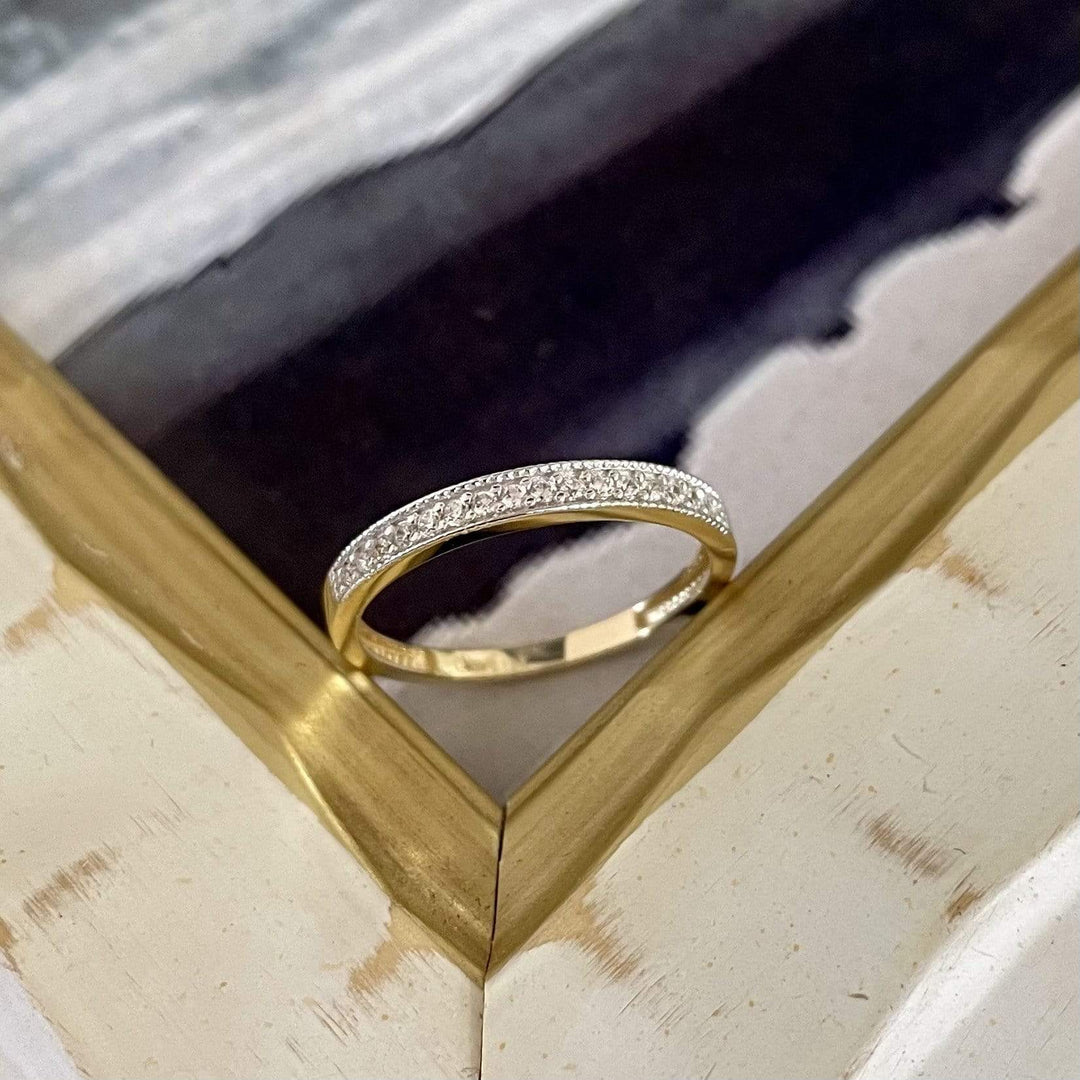 RPM Bague Jonc semi-éternité CZ en or jaune ou blanc 10K