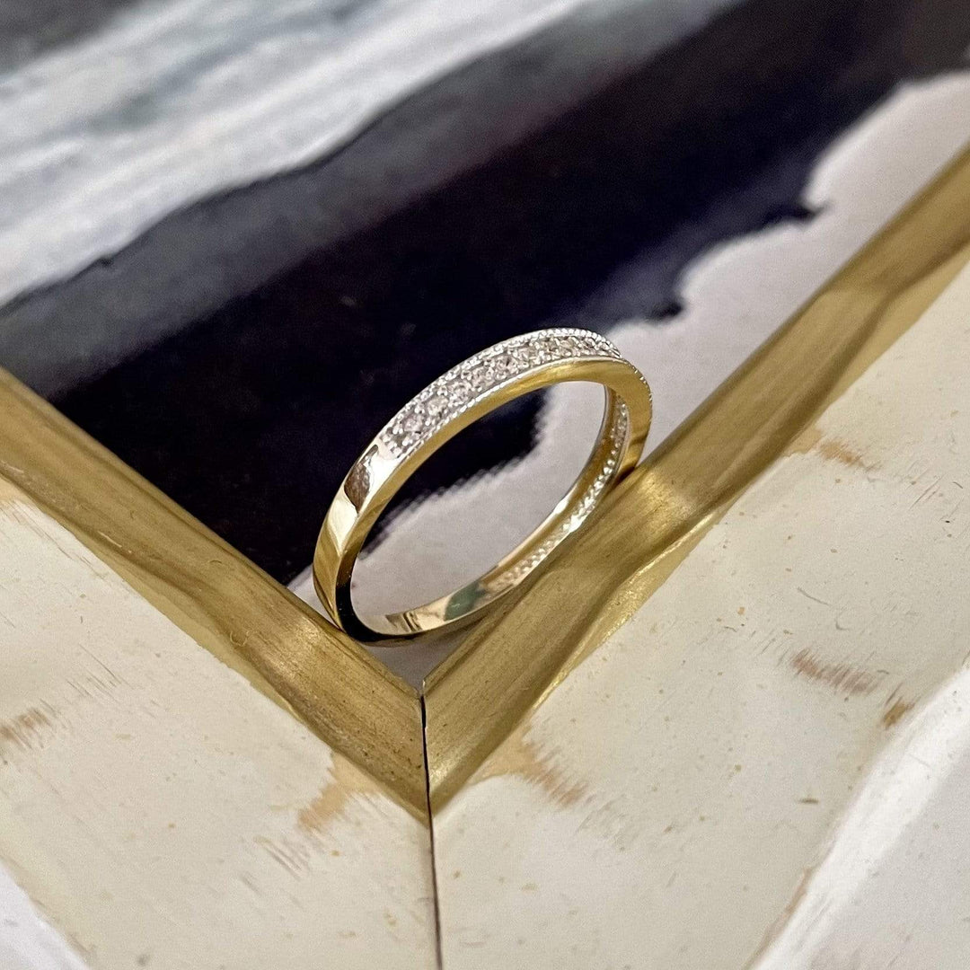 RPM Bague Jonc semi-éternité CZ en or jaune ou blanc 10K