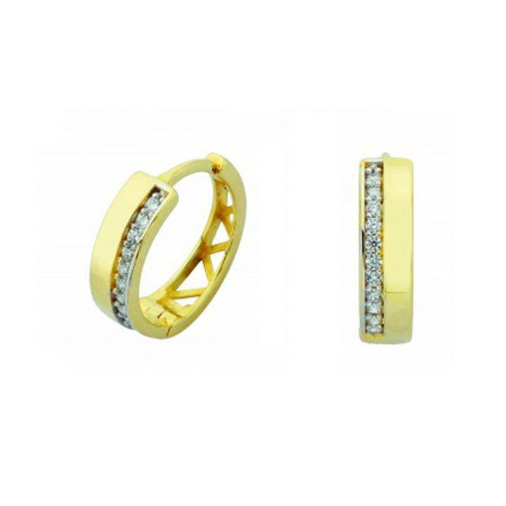 RPM Doré Boucles d'oreilles huggies 13mm et cz en or jaune ou blanc 10k