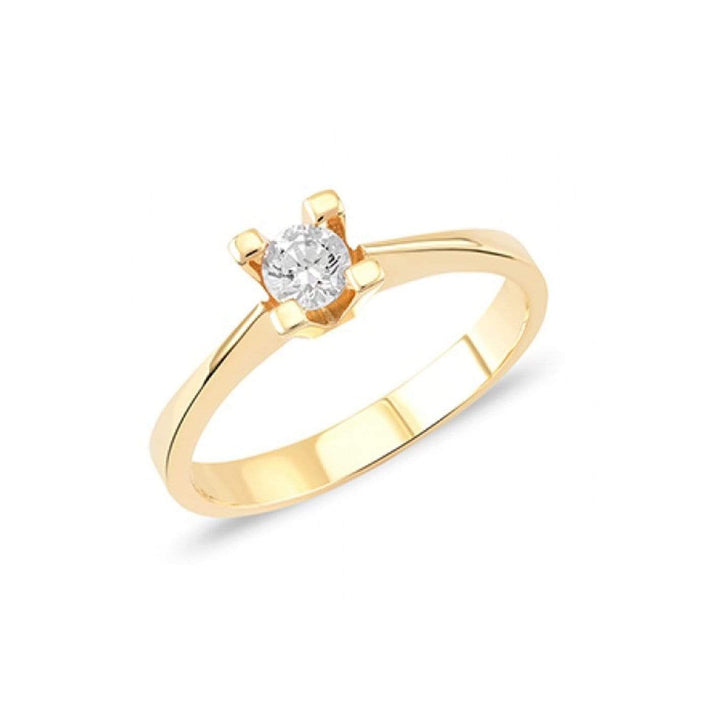 RPM Grandeur 6 / Doré Bague Classique Solitaire CZ en or 10K
