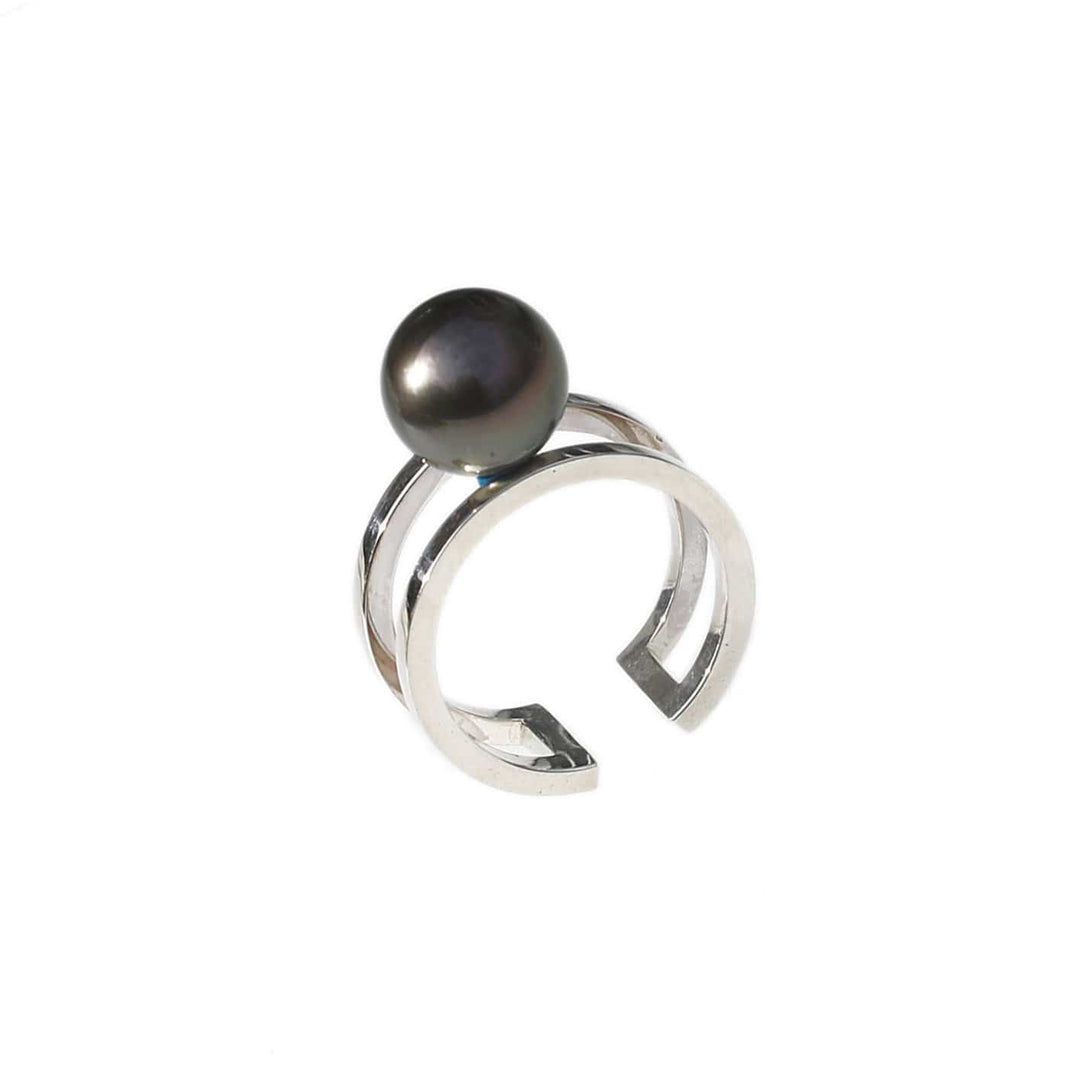 Tereva Colas Colliers Bague Taupiti en argent sterling et perle de Tahiti 9.5mm